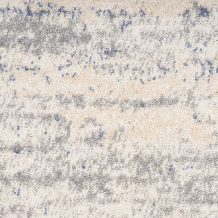 Gray Floral Synthetic 8' x 10' Non-slip Rectangular Rug