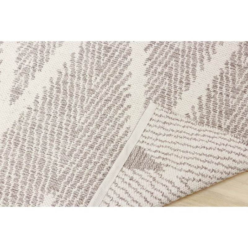 Contemporary Chevron Hand-Woven Cotton Rug, 5' x 8', Gray