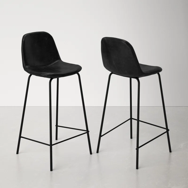Maxine Vintage Black Metal Frame Vegan Leather Counter Stool