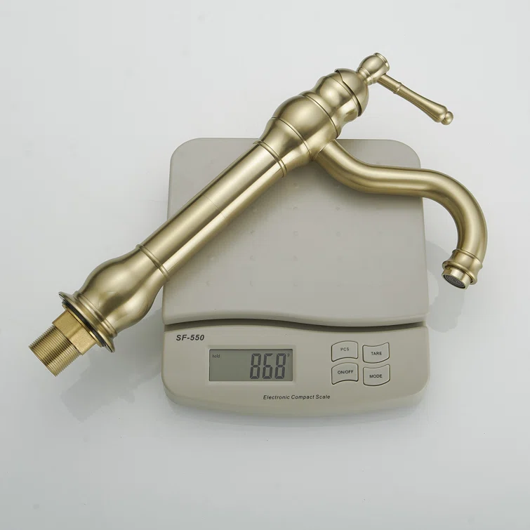 Brushed Gold Single Handle High-Arc Vessel Sink Faucet