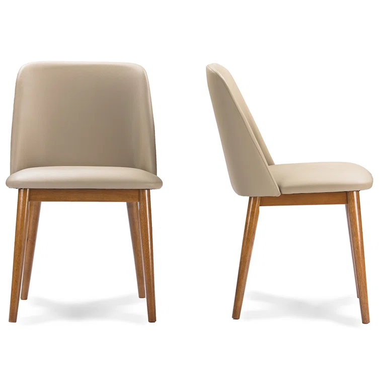 Beige Cane-Wood Parsons High Side Chair