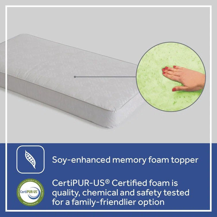 Sustainably Sourced 52.5" Hybrid Memory Foam & Innerspring Toddler Mattress