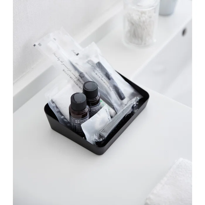 Sloped Steel Space-Saving Large Vanity Tray in Black