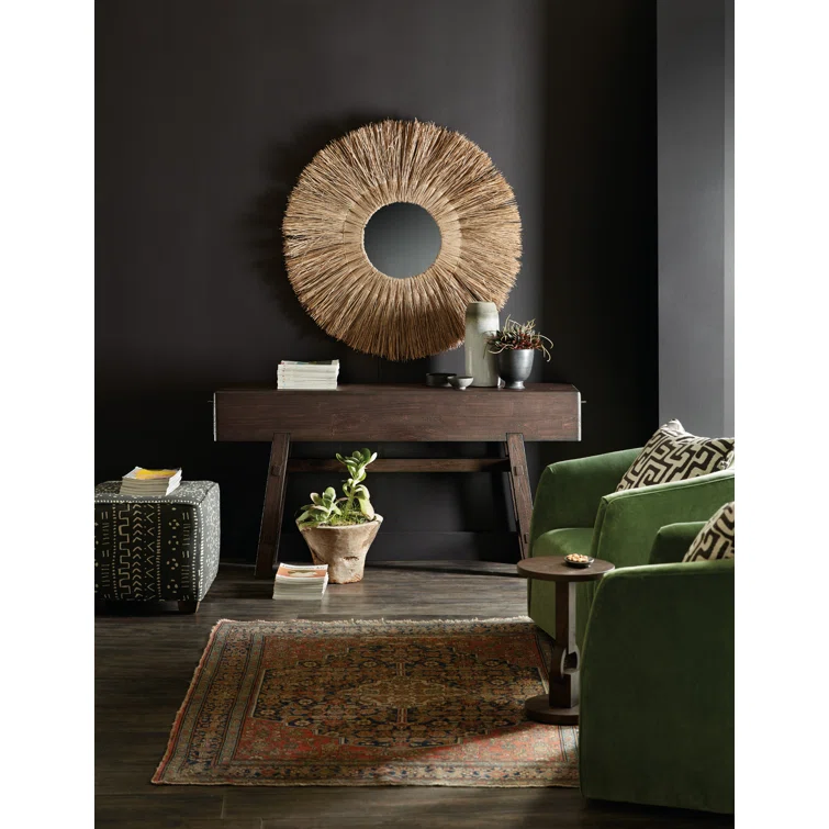 Charcoal Mindi Wood Console Table with Storage Drawers