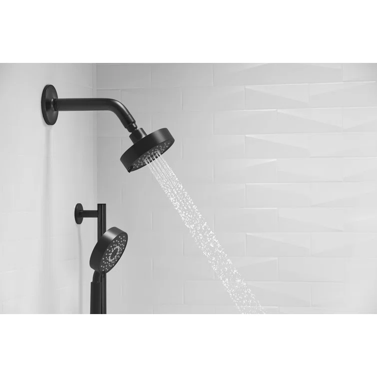 Purist Matte Black 5.5" Multifunctional Wall-Mounted Brass Showerhead