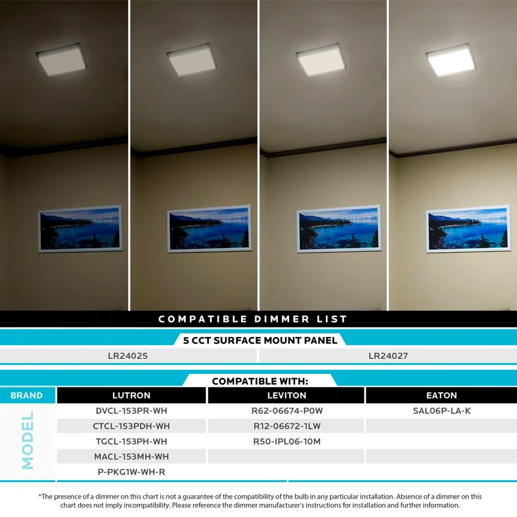 Modern 12x12 Inch LED Flush Mount Ceiling Light, 5-Color Selectable