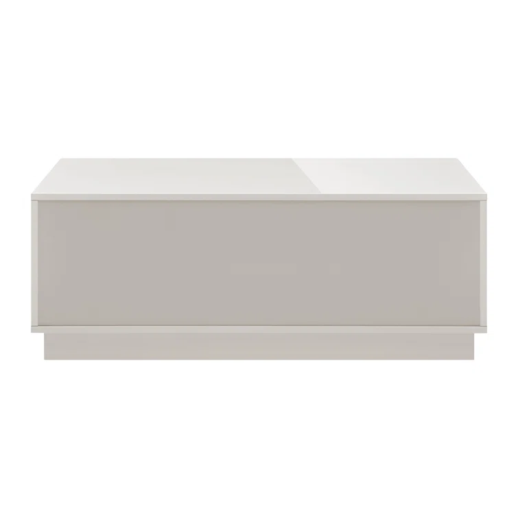 Gray Gloss Rectangular MDF Coffee Table with Storage