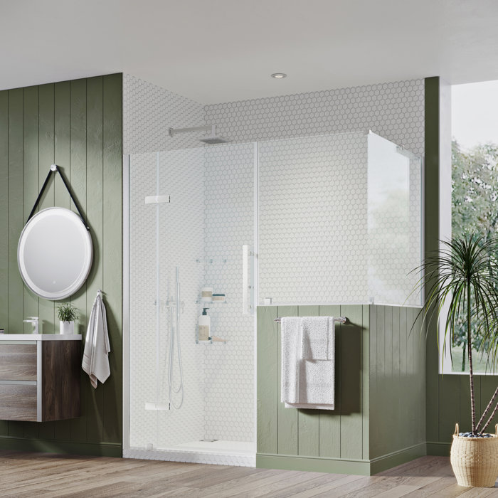 Tampa 60.87'' W x 72.01'' H Frameless Chrome Shower Kit