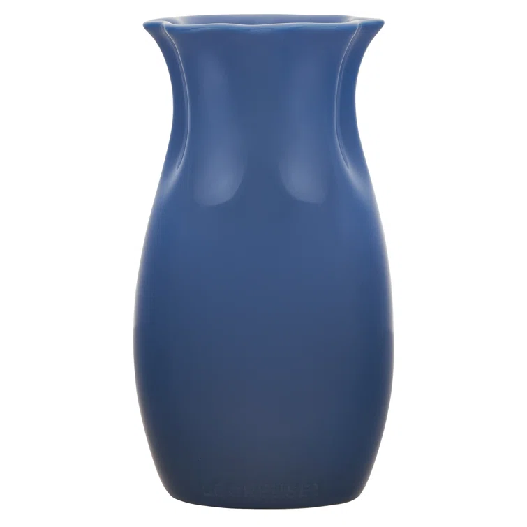 Sapphire Ceramic Bouquet Table Vase with Ruffled Embellishment