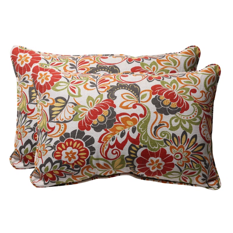 Zoe Multicolor Floral Outdoor Lumbar Pillows Set