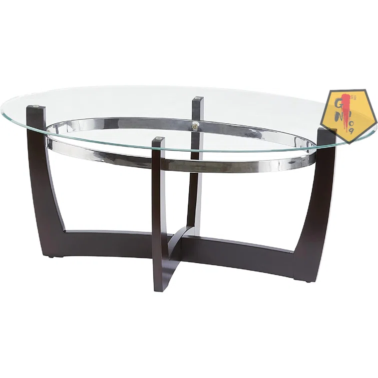 Espresso and Chrome Contemporary Round Coffee Table Set