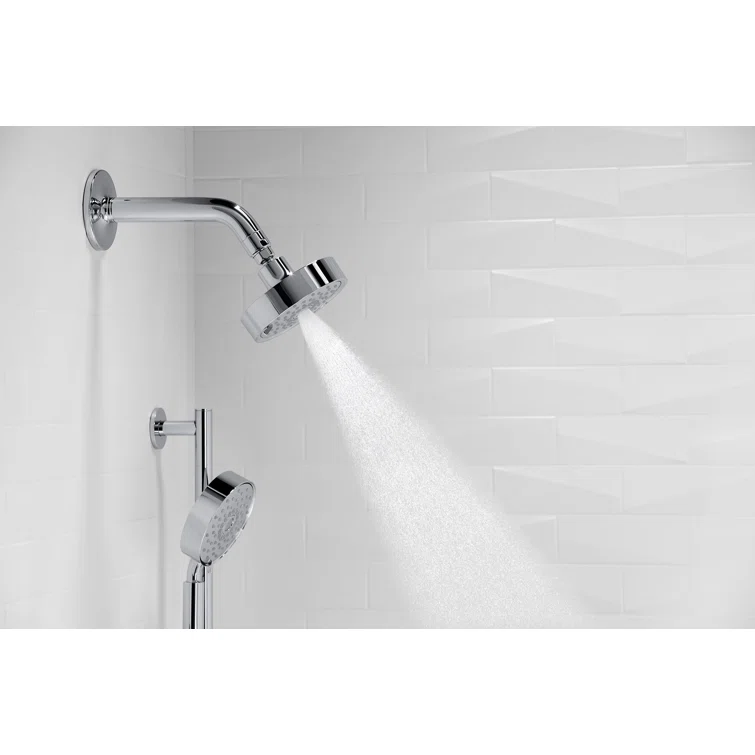 Polished Chrome Multi-Function Wall Mounted Showerhead