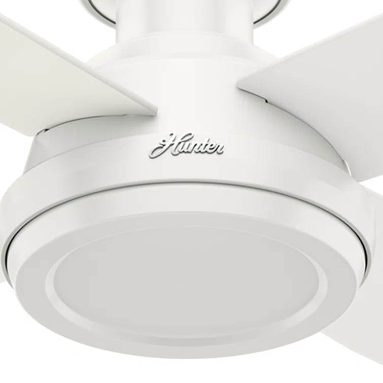 Dempsey 52" Fresh White Low Profile Ceiling Fan with Remote & Lighting
