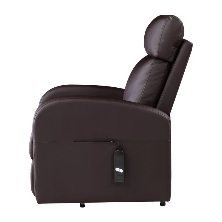 Ricardo Brown Faux Leather Swivel Recliner with Power Lift