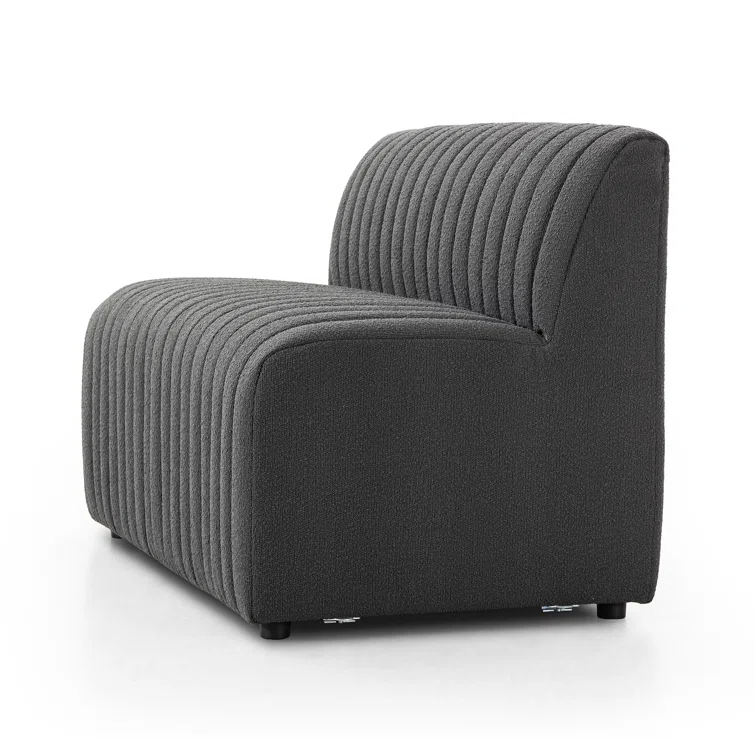 Fiqa Charcoal Tufted Polyester Bench with Block Feet