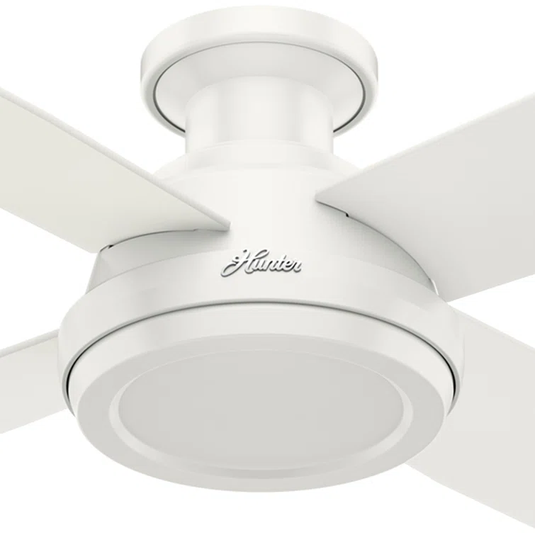 Dempsey 52" Fresh White Low Profile Ceiling Fan with Remote & Lighting