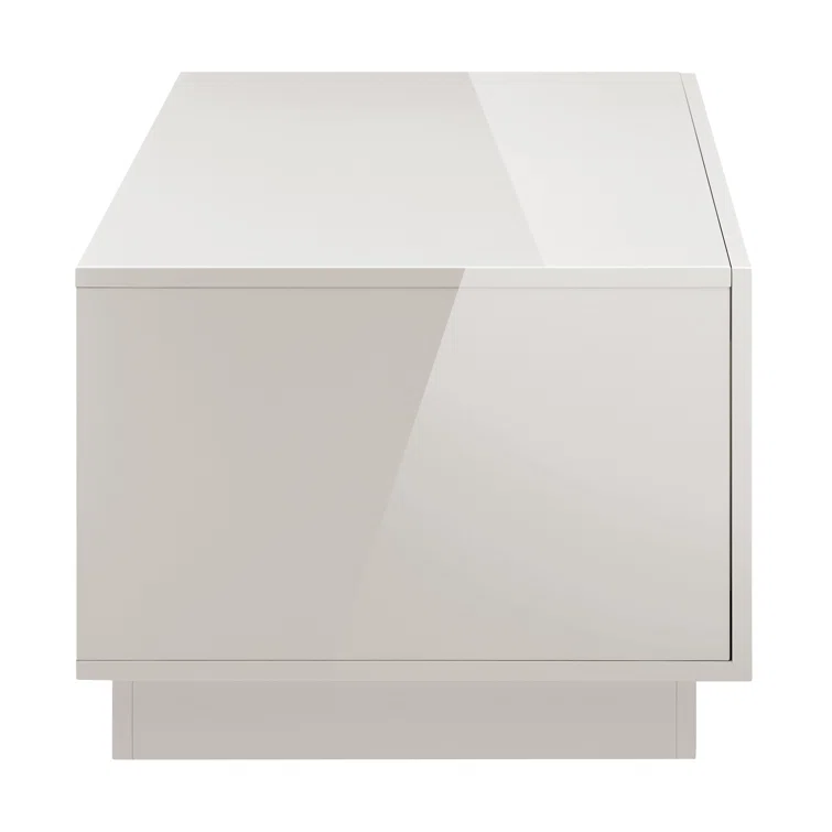 Gray Gloss Rectangular MDF Coffee Table with Storage