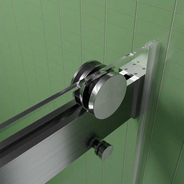 Brushed Nickel Frameless Sliding Shower Door with Tempered Glass
