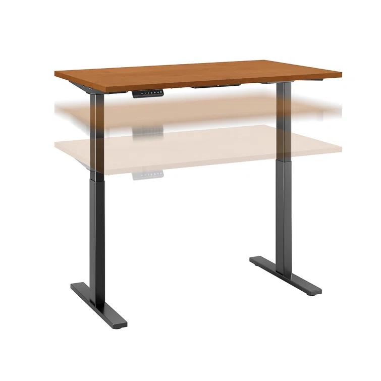 ErgoFlex Black Walnut and Cool Gray Electric Sit-Stand Desk 47.6"
