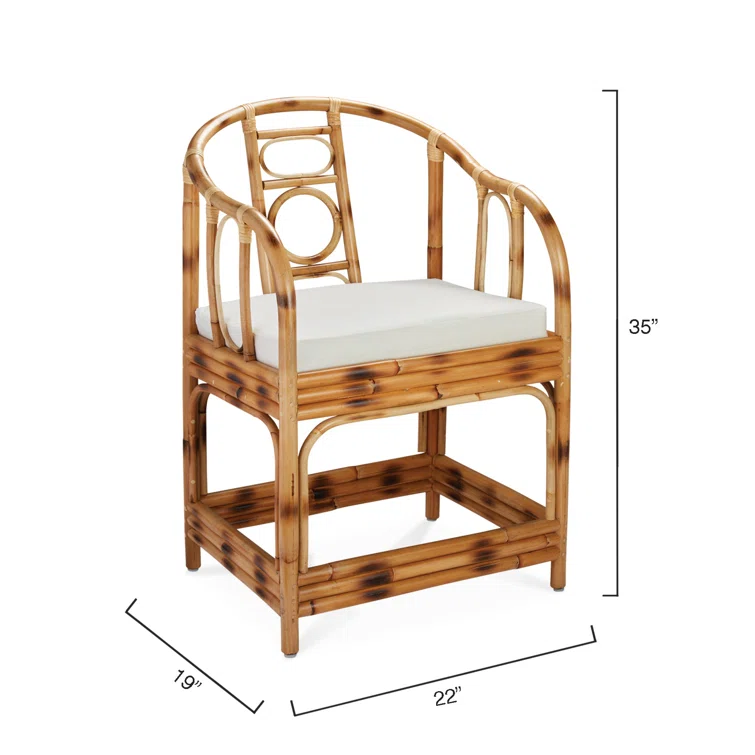 Handcrafted Geometric White Rattan Accent Chair
