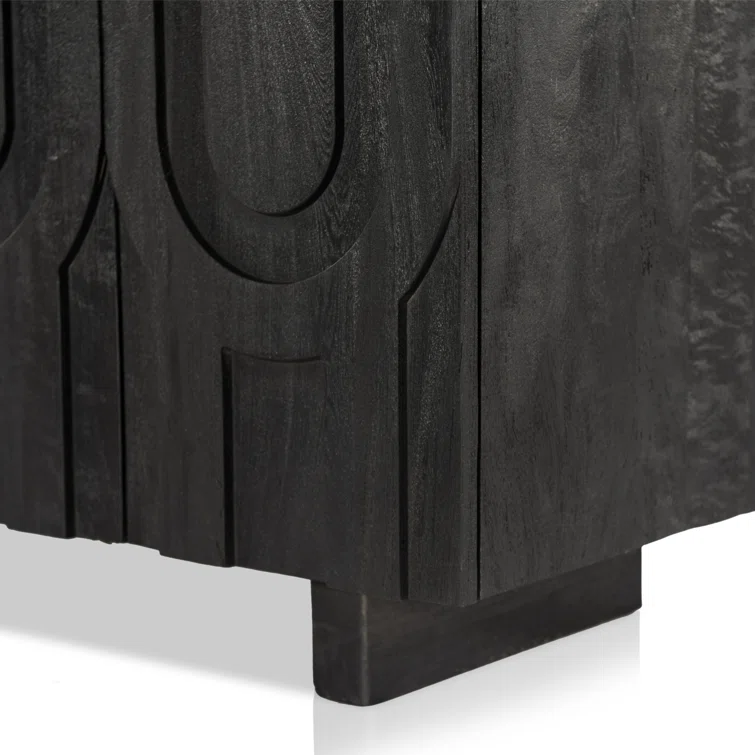 Dark Totem Black Reclaimed Wood Media Console with Cabinet