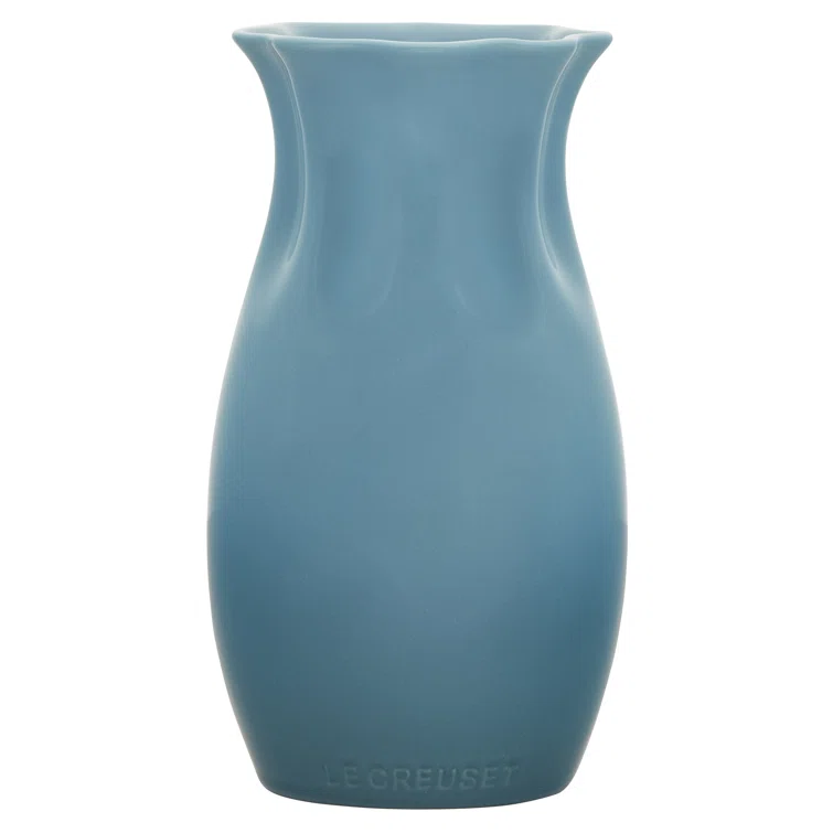 Elegant Round Ceramic Table Vase in Caribbean Blue