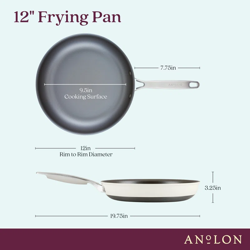 Anolon Achieve 12" Cream Aluminum Nonstick Frying Pan with Lid