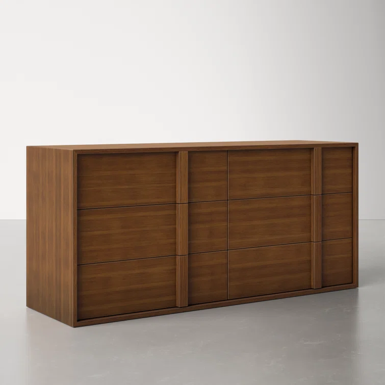 Walnut Double Dresser with Soft Close Drawers